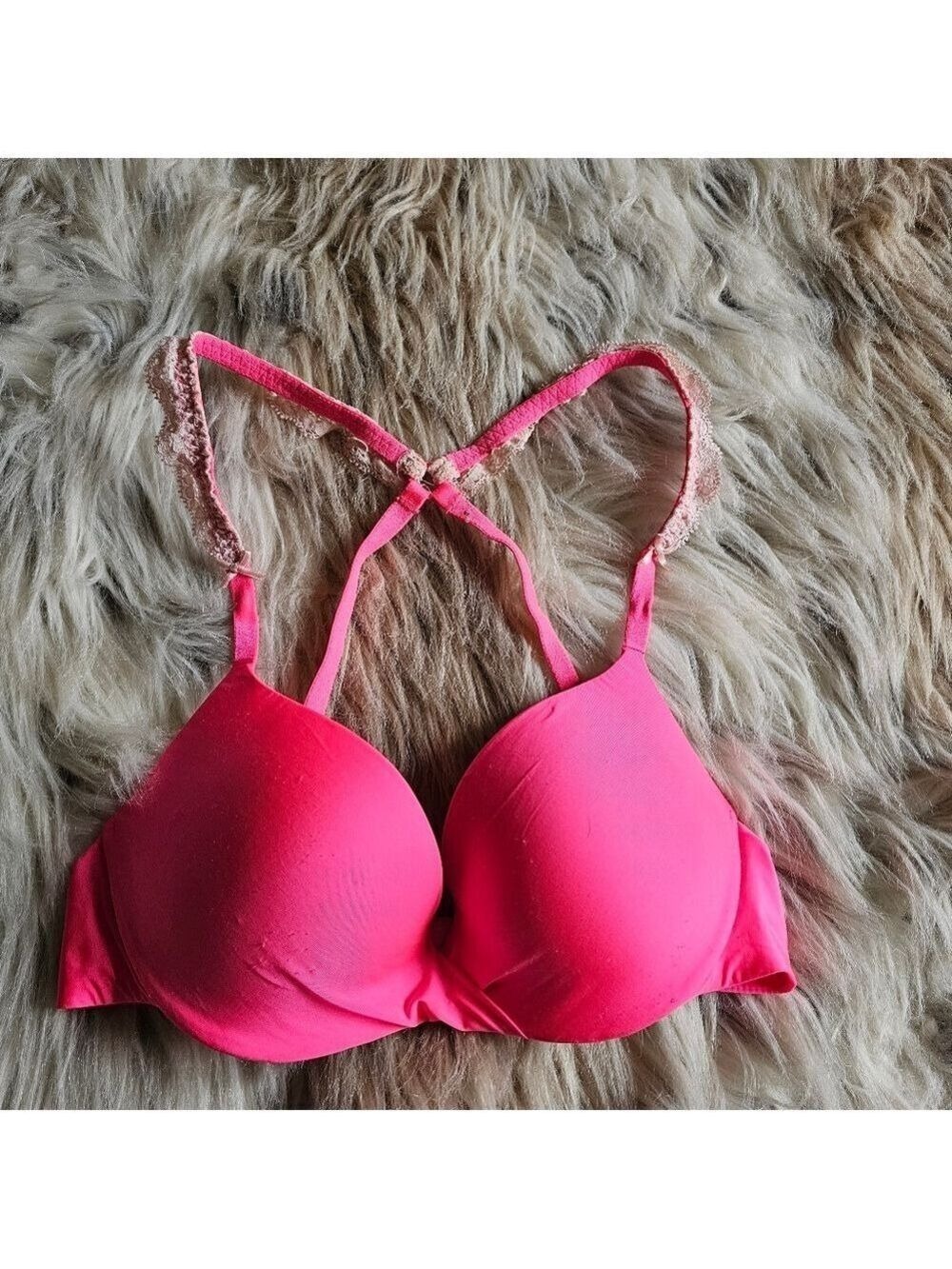 Victoria's Secret Plunge Bra Pink Lace Straps